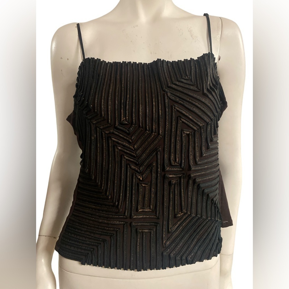 Andrea Rosario Brown Textured Top
